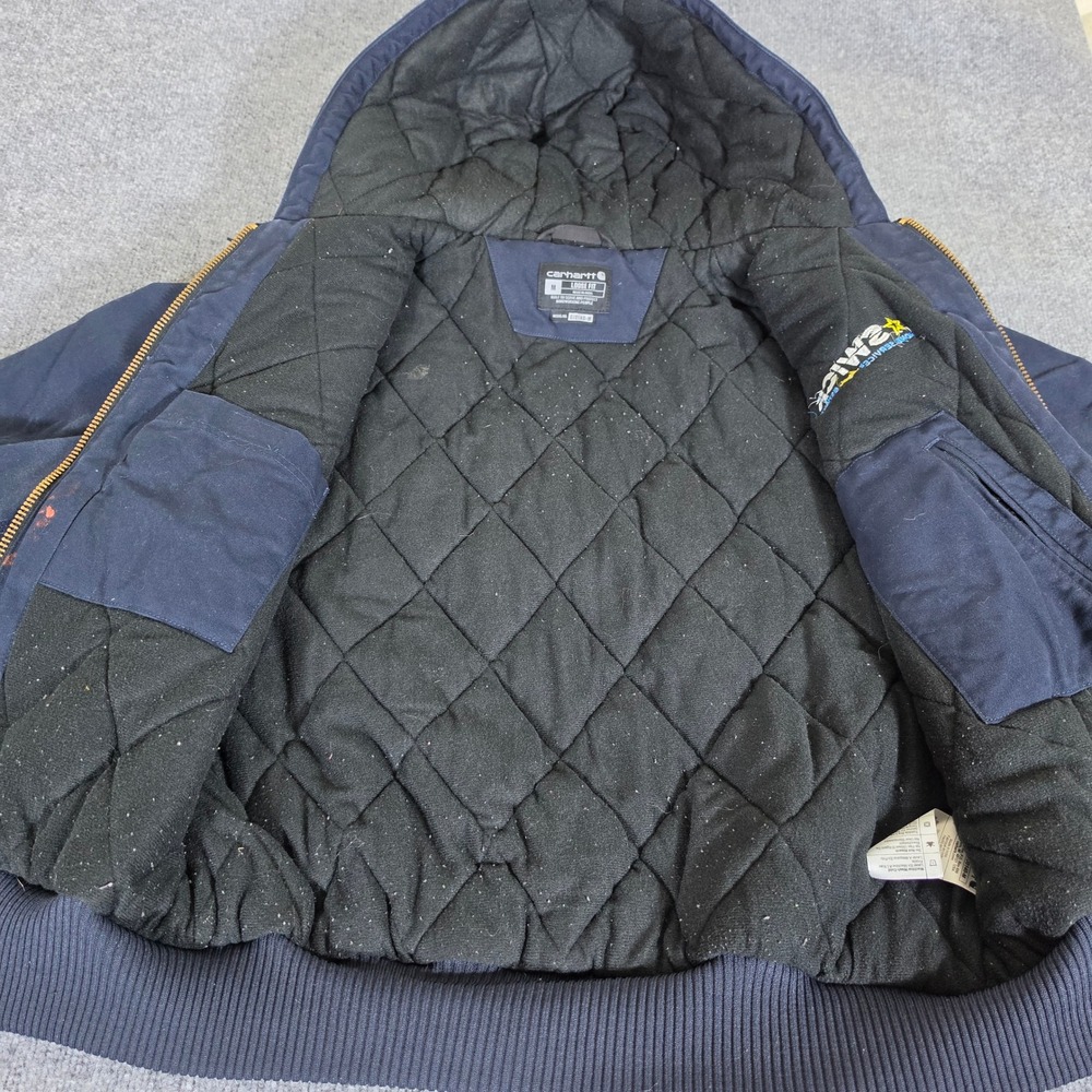 Carhartt Mens Navy Blue Loose Fit Quilted Lined Hooded Active Jacket 0J0140-M M - Picture 3 of 11